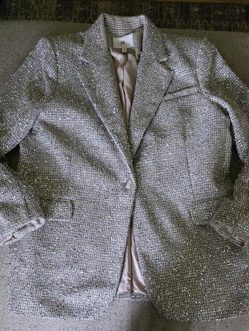Banana Republic Coleta Tinsel Tweed Blazer Tan Ivory - Picture 2 of 8